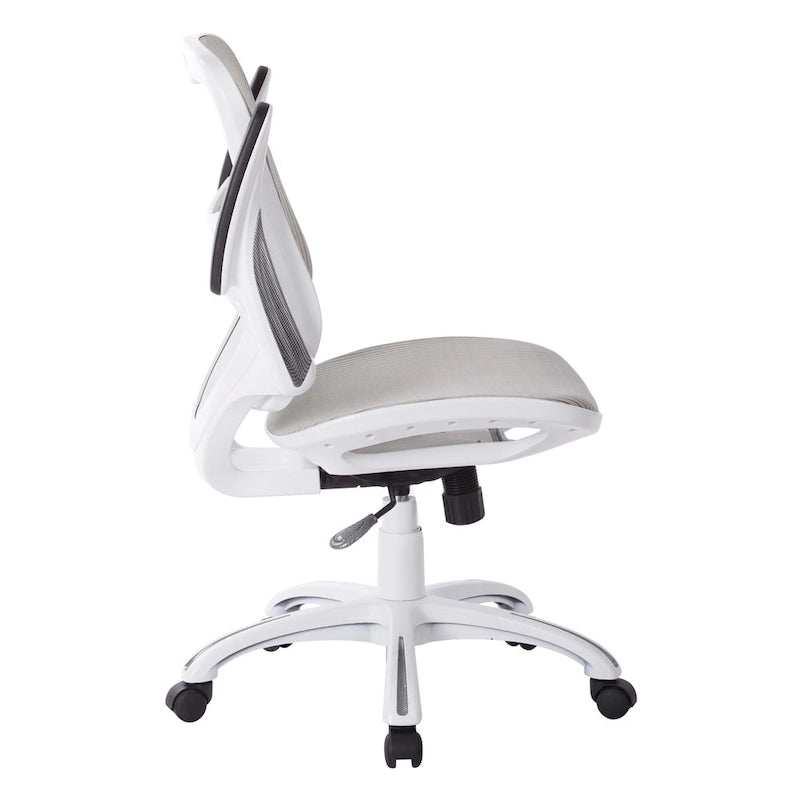 Chaise de bureau Riley avec assise et dossier en maille blanche