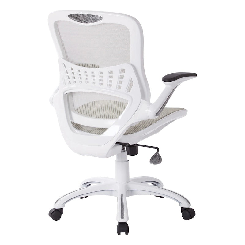 Chaise de bureau Riley avec assise et dossier en maille blanche