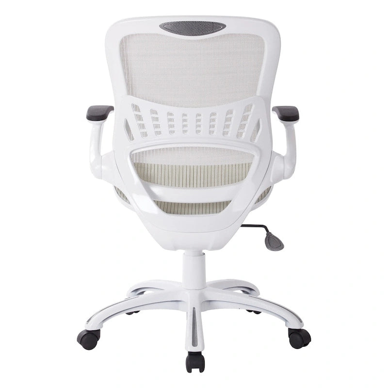 Chaise de bureau Riley avec assise et dossier en maille blanche