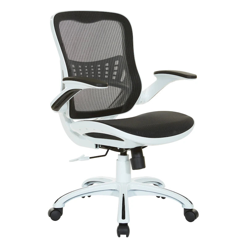 Chaise de bureau Riley avec assise et dossier en maille blanche