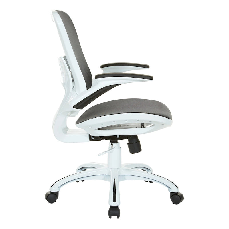Chaise de bureau Riley avec assise et dossier en maille blanche