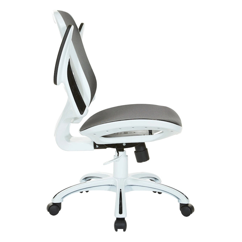 Chaise de bureau Riley avec assise et dossier en maille blanche
