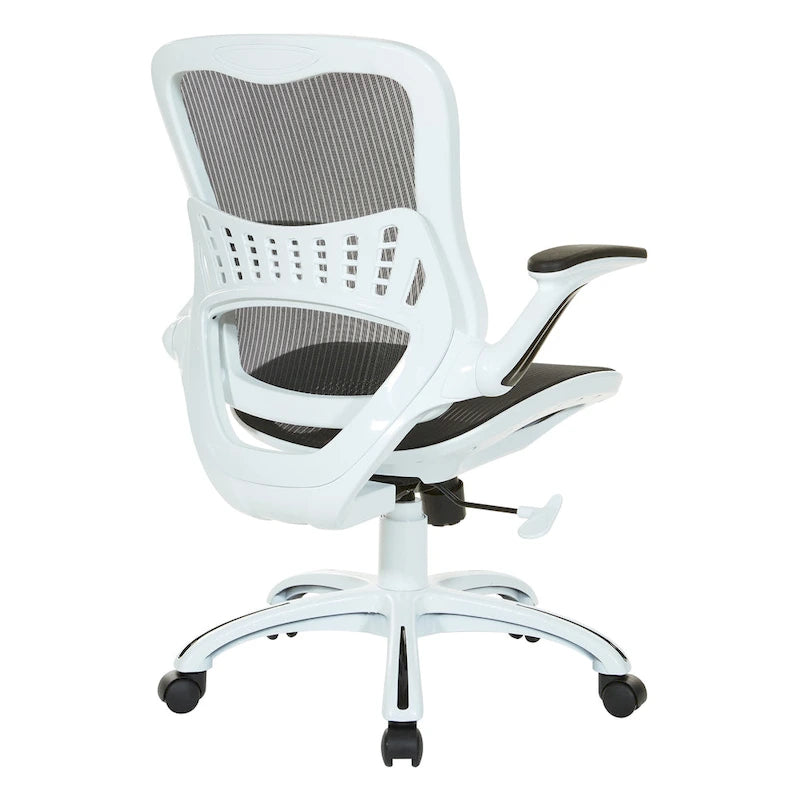 Chaise de bureau Riley avec assise et dossier en maille blanche