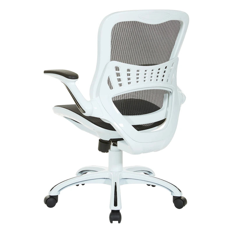 Chaise de bureau Riley avec assise et dossier en maille blanche