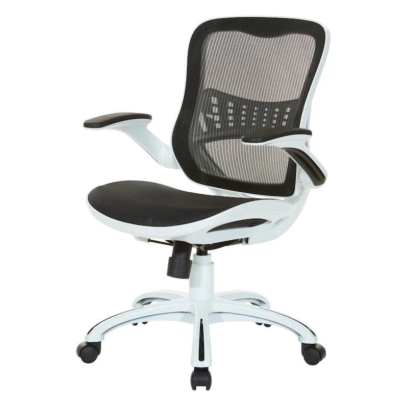 Chaise de bureau Riley avec assise et dossier en maille blanche