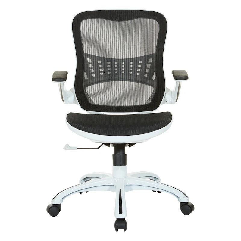 Chaise de bureau Riley avec assise et dossier en maille blanche
