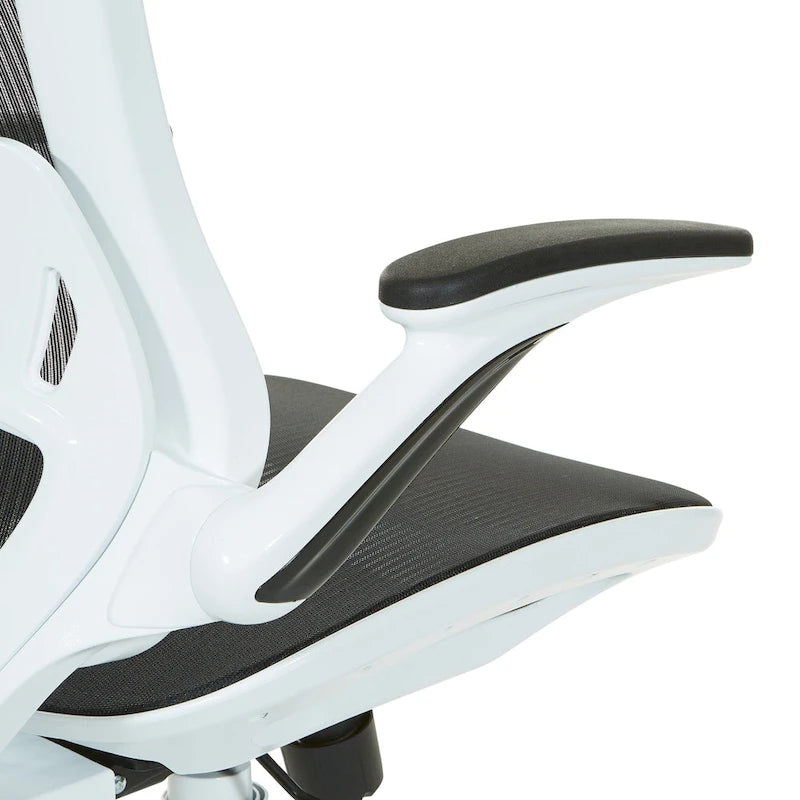 Chaise de bureau Riley avec assise et dossier en maille blanche