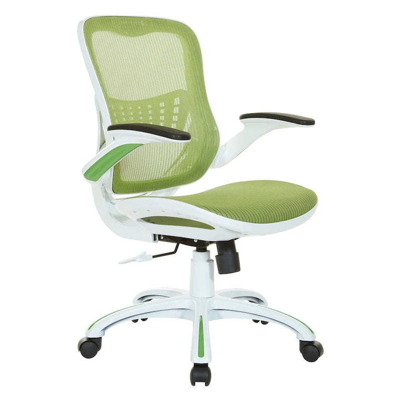 Chaise de bureau Riley avec assise et dossier en maille blanche