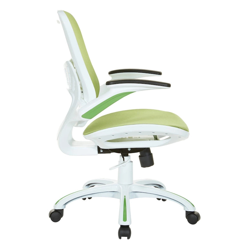 Chaise de bureau Riley avec assise et dossier en maille blanche