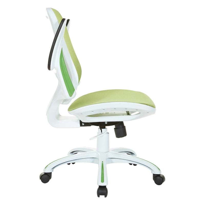 Chaise de bureau Riley avec assise et dossier en maille blanche