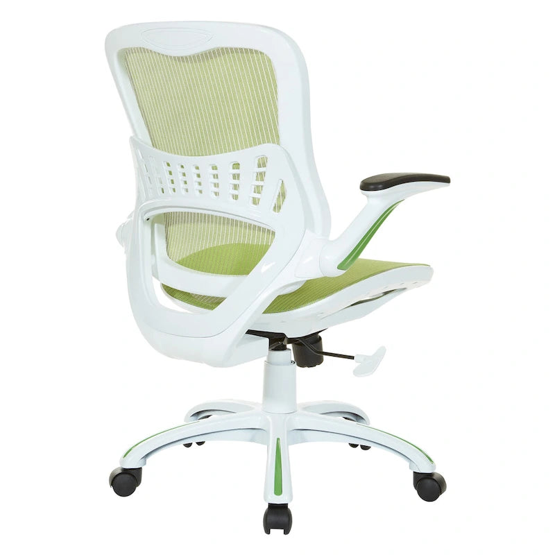 Chaise de bureau Riley avec assise et dossier en maille blanche