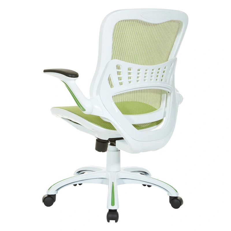 Chaise de bureau Riley avec assise et dossier en maille blanche