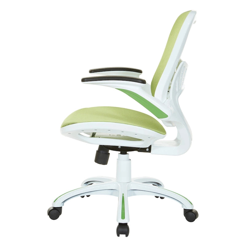 Chaise de bureau Riley avec assise et dossier en maille blanche