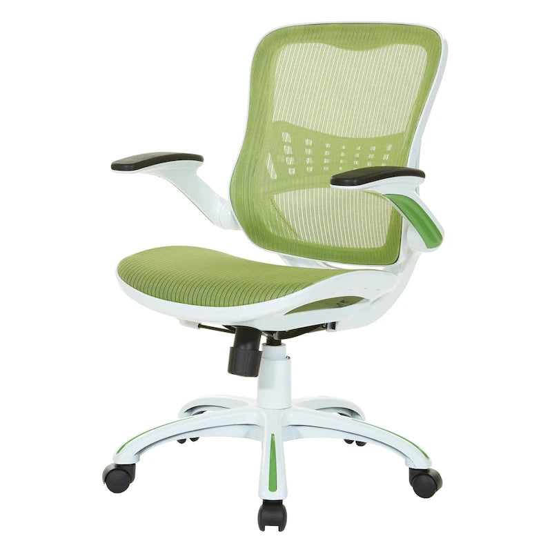 Chaise de bureau Riley avec assise et dossier en maille blanche