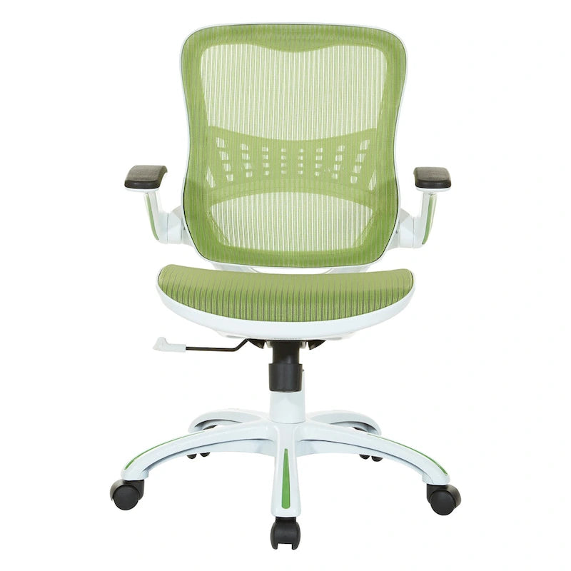 Chaise de bureau Riley avec assise et dossier en maille blanche
