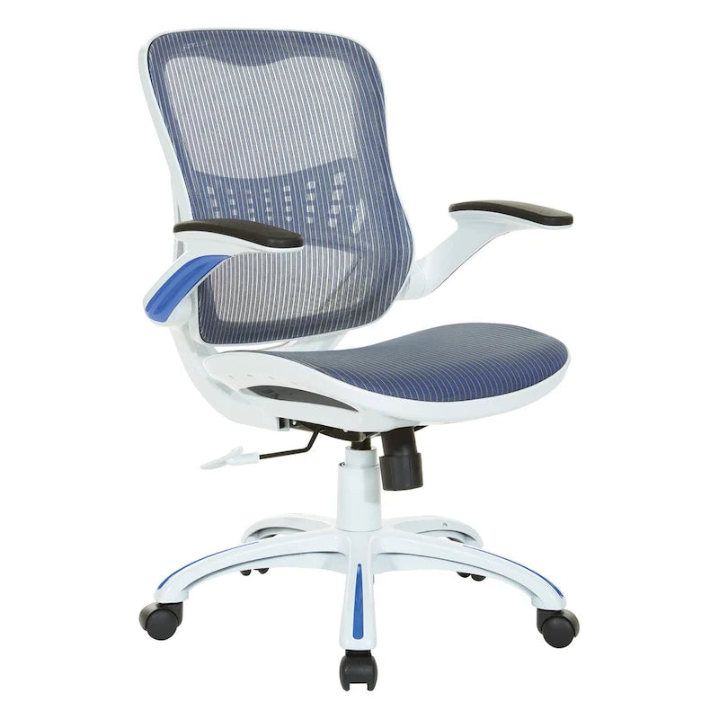 Chaise de bureau Riley avec assise et dossier en maille blanche