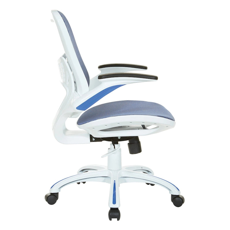 Chaise de bureau Riley avec assise et dossier en maille blanche