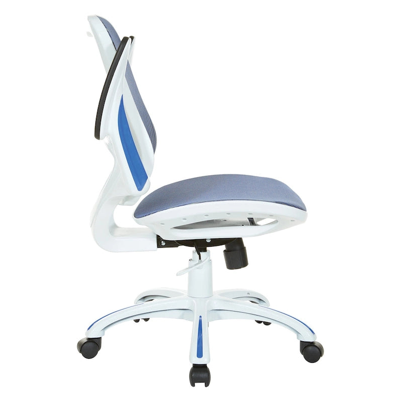 Chaise de bureau Riley avec assise et dossier en maille blanche