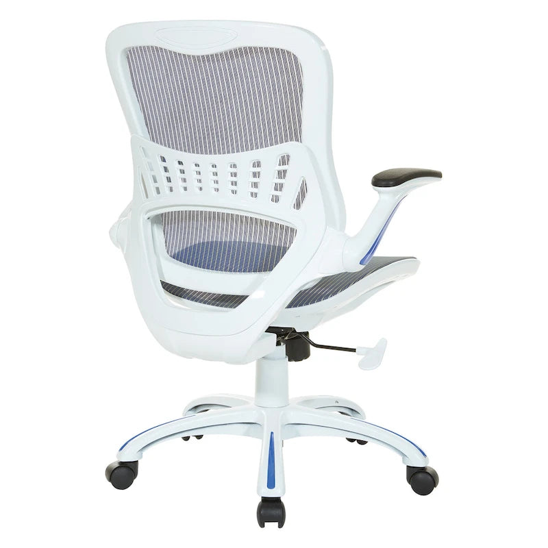 Chaise de bureau Riley avec assise et dossier en maille blanche