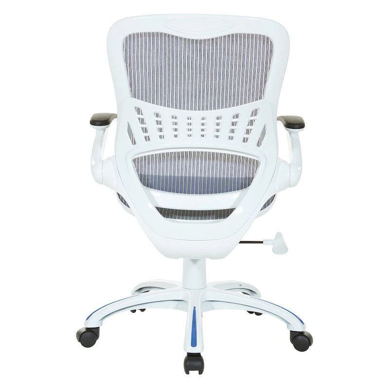 Chaise de bureau Riley avec assise et dossier en maille blanche