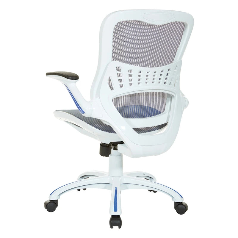 Chaise de bureau Riley avec assise et dossier en maille blanche
