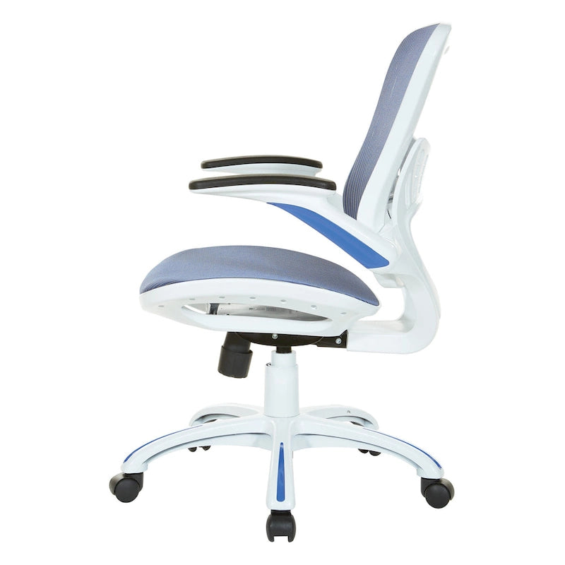 Chaise de bureau Riley avec assise et dossier en maille blanche