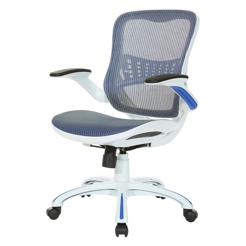 Chaise de bureau Riley avec assise et dossier en maille blanche