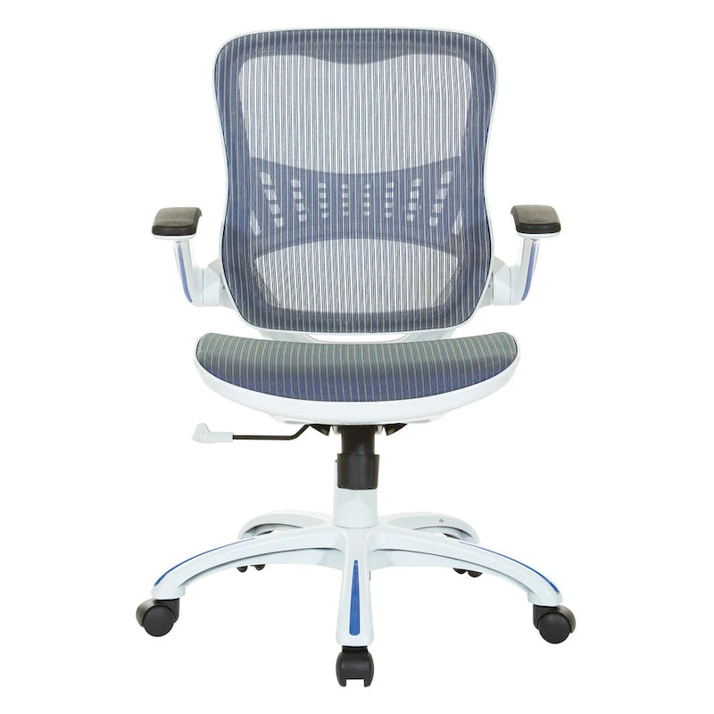 Chaise de bureau Riley avec assise et dossier en maille blanche