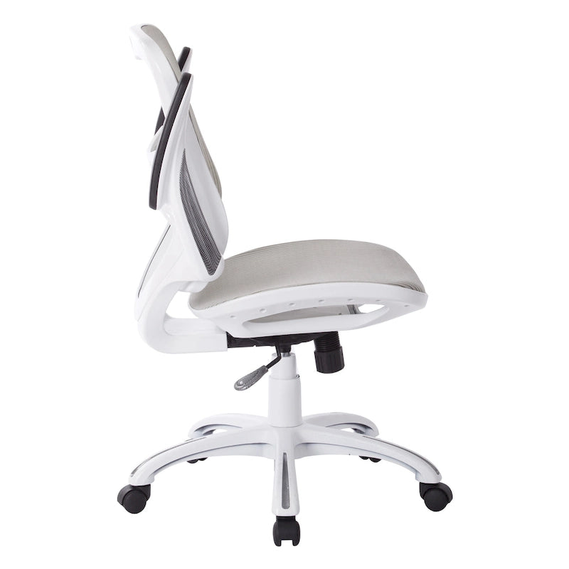 Chaise de bureau Riley avec assise et dossier en maille blanche