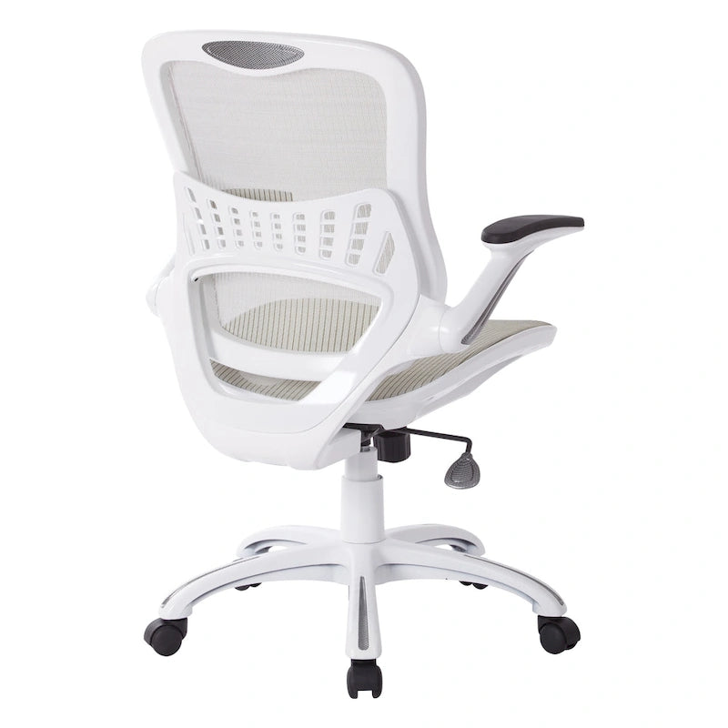 Chaise de bureau Riley avec assise et dossier en maille blanche