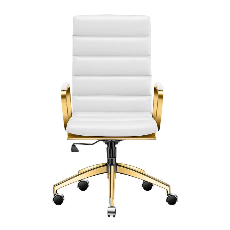 Chaise de bureau LUXMOD en similicuir avec cadre doré, réglable et pivotante
