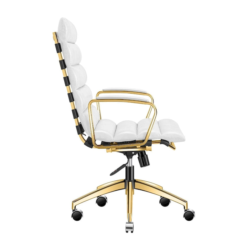 Chaise de bureau LUXMOD en similicuir avec cadre doré, réglable et pivotante