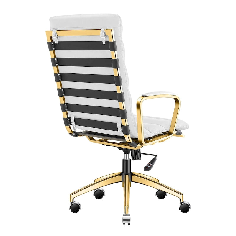 Chaise de bureau LUXMOD en similicuir avec cadre doré, réglable et pivotante