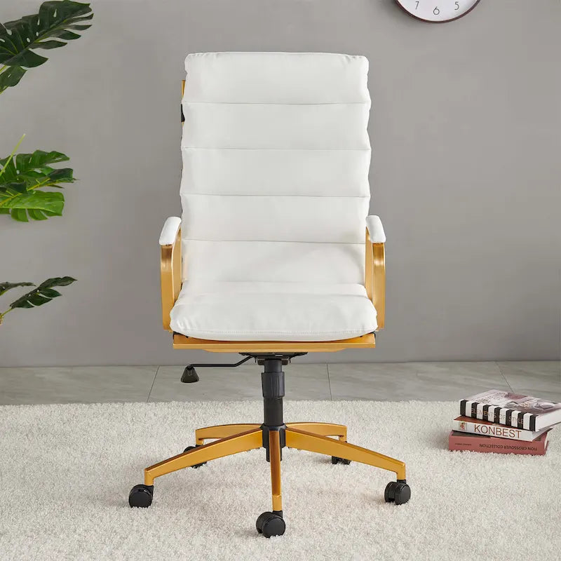 Chaise de bureau LUXMOD en similicuir avec cadre doré, réglable et pivotante