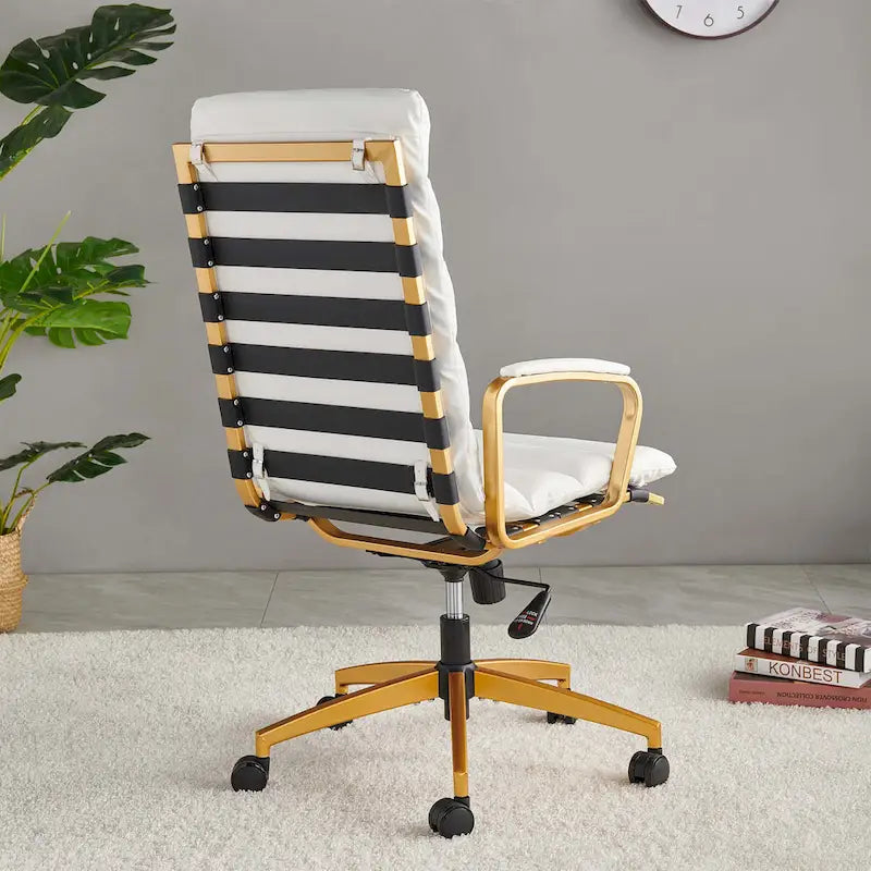 Chaise de bureau LUXMOD en similicuir avec cadre doré, réglable et pivotante