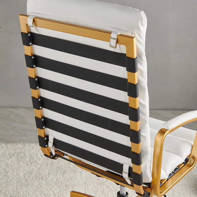 Chaise de bureau LUXMOD en similicuir avec cadre doré, réglable et pivotante