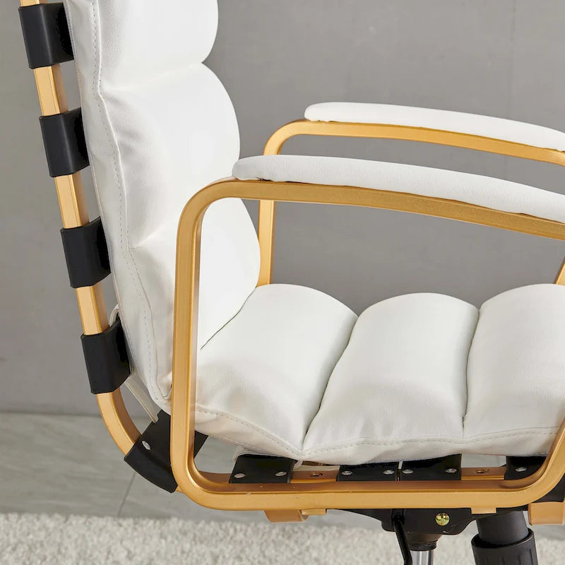 Chaise de bureau LUXMOD en similicuir avec cadre doré, réglable et pivotante
