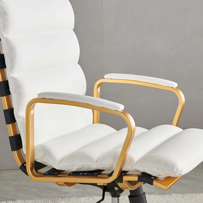 Chaise de bureau LUXMOD en similicuir avec cadre doré, réglable et pivotante