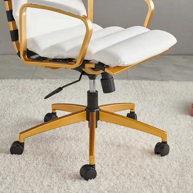 Chaise de bureau LUXMOD en similicuir avec cadre doré, réglable et pivotante