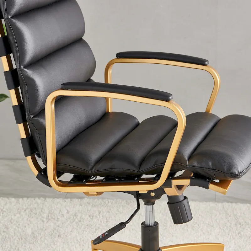 Chaise de bureau LUXMOD en similicuir avec cadre doré, réglable et pivotante