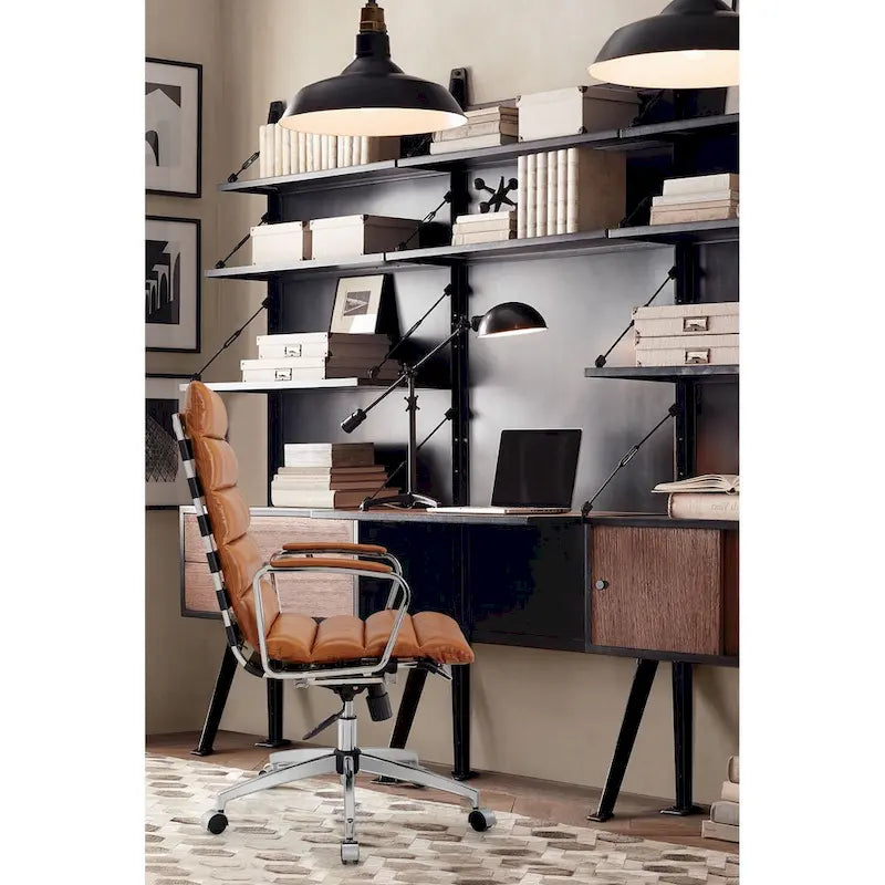 Chaise de bureau LUXMOD en similicuir avec cadre doré, réglable et pivotante