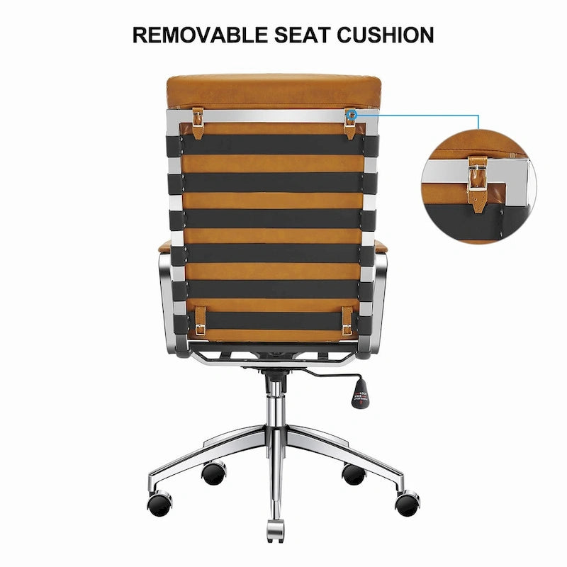 Chaise de bureau LUXMOD en similicuir avec cadre doré, réglable et pivotante
