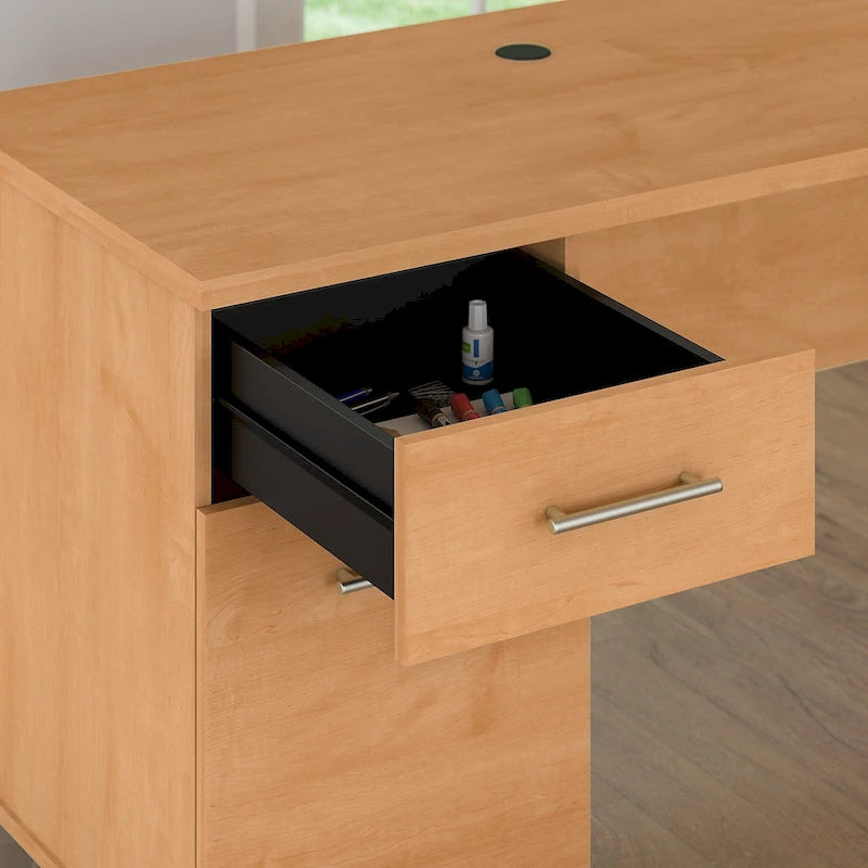 Bureau de 72 po de large avec huche et bibliothèque à 5 étagères Somerset, gris cendré