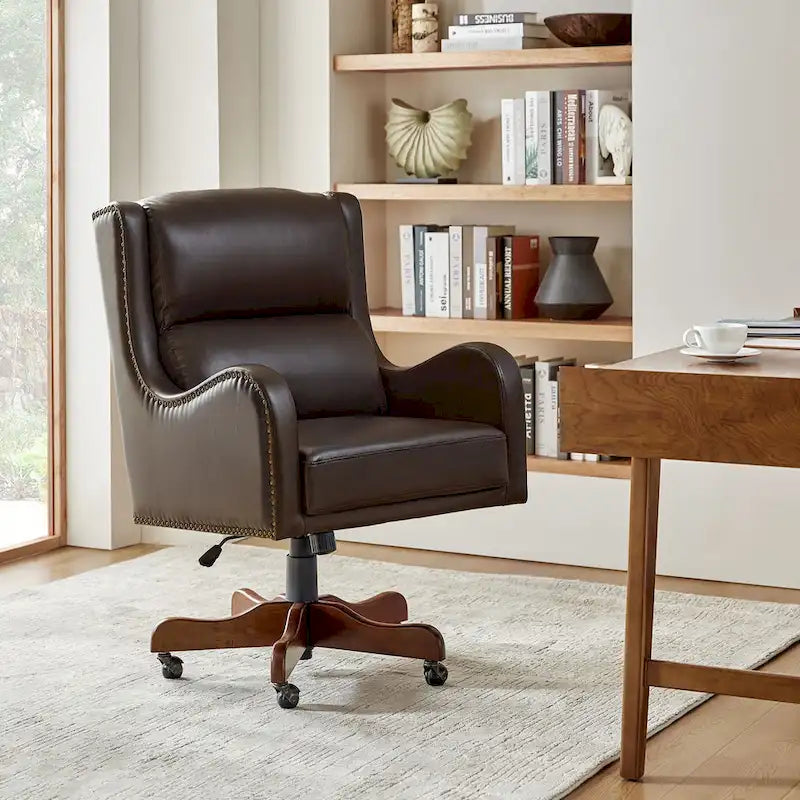 Fauteuil de bureau pivotant Pete en similicuir à hauteur réglable avec mécanisme d'inclinaison par HULALA HOME