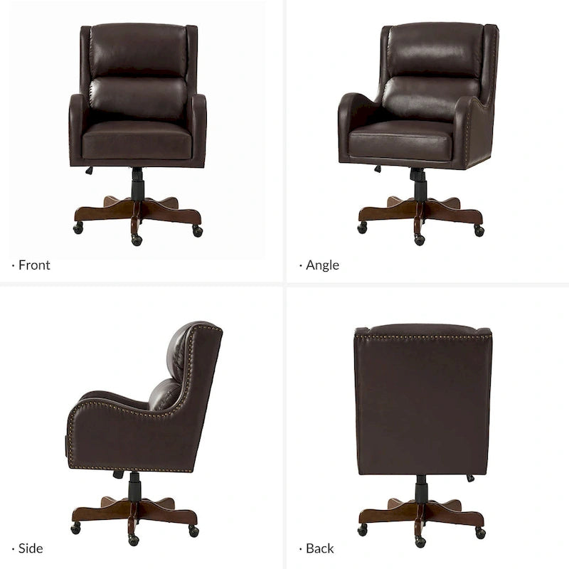 Fauteuil de bureau pivotant Pete en similicuir à hauteur réglable avec mécanisme d'inclinaison par HULALA HOME