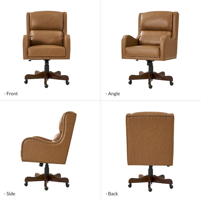 Fauteuil de bureau pivotant Pete en similicuir à hauteur réglable avec mécanisme d'inclinaison par HULALA HOME