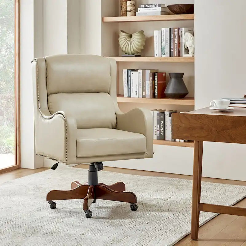 Fauteuil de bureau pivotant Pete en similicuir à hauteur réglable avec mécanisme d'inclinaison par HULALA HOME