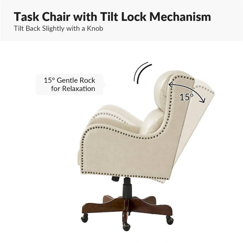 Fauteuil de bureau pivotant Pete en similicuir à hauteur réglable avec mécanisme d'inclinaison par HULALA HOME