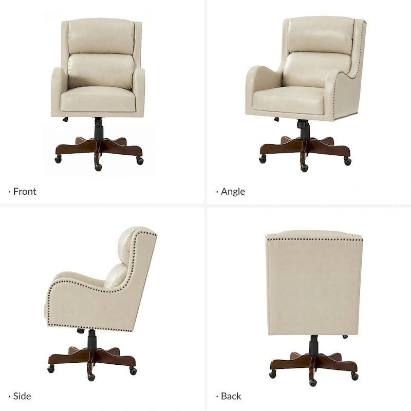 Fauteuil de bureau pivotant Pete en similicuir à hauteur réglable avec mécanisme d'inclinaison par HULALA HOME