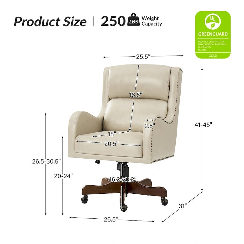 Fauteuil de bureau pivotant Pete en similicuir à hauteur réglable avec mécanisme d'inclinaison par HULALA HOME